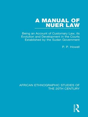 cover image of A Manual of Nuer Law